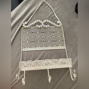 White Decorative Wall Jewelry Organizer with Crystal Accents